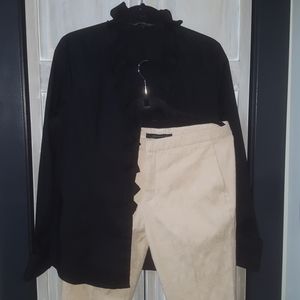 ZARA jacquard cream dress pants